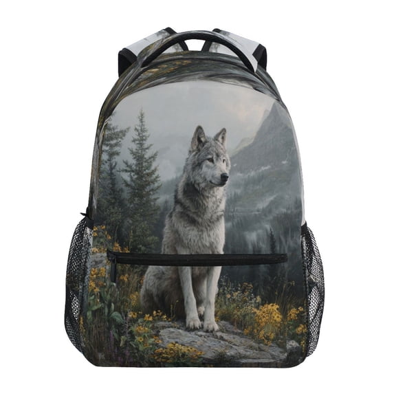 Backpack 16x11.4x6.9 Inches Fashion Backpack Shopping Travel Outing Backpack Gray Wolf