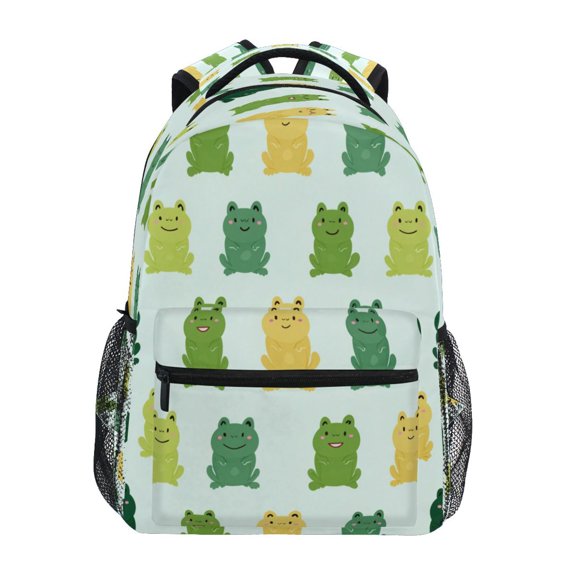 Backpack 16x11.4x6.9 Inches Fashion Backpack Shopping Travel Outing Backpack Green Frog Seamless