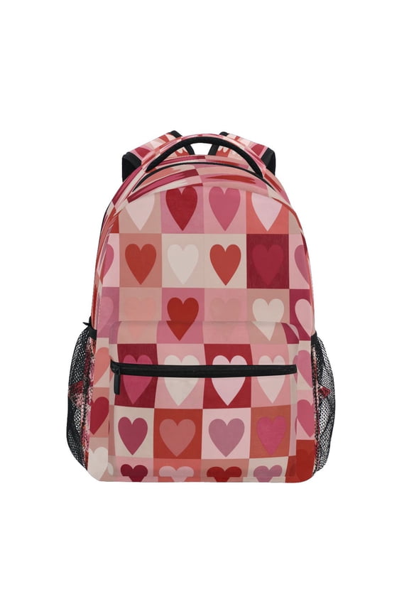 Backpack 16x11.4x6.9 Inches Fashion Backpack Shopping Travel Outing Backpack Hearts Pattern Pink Red Shades