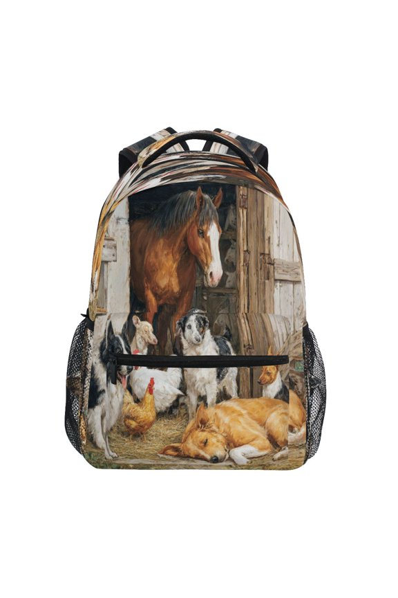 Backpack 16x11.4x6.9 Inches Fashion Backpack Shopping Travel Outing Backpack Horses and Dogs