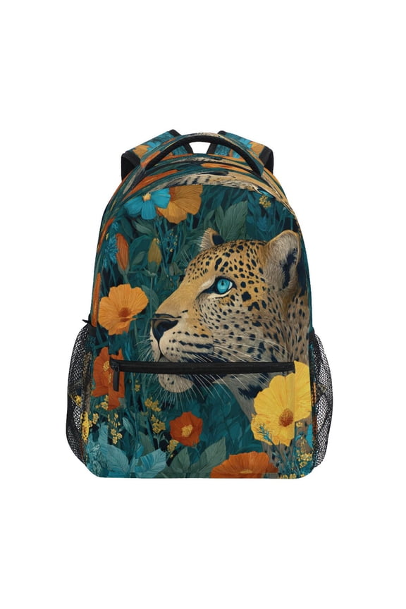 Backpack 16x11.4x6.9 Inches Fashion Backpack Shopping Travel Outing Backpack Leopard in Jungle Orange