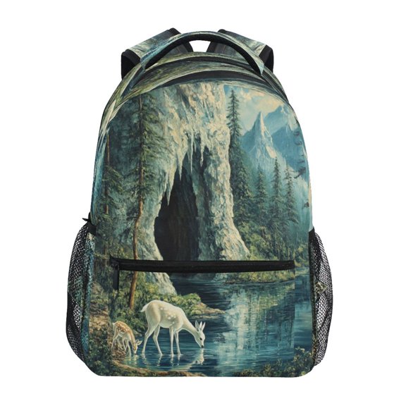 Backpack 16x11.4x6.9 Inches Fashion Backpack Shopping Travel Outing Backpack Little Deer Stream Water