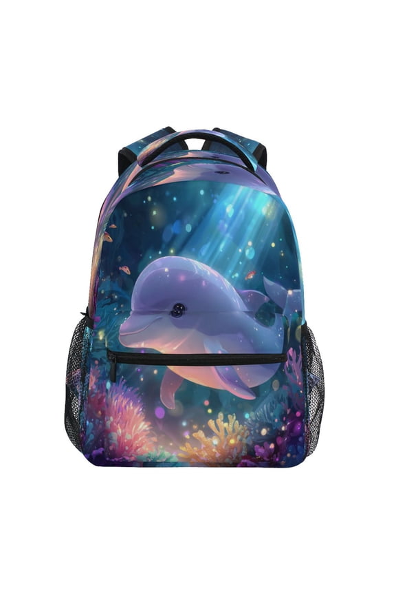 Backpack 16x11.4x6.9 Inches Fashion Backpack Shopping Travel Outing Backpack Little Dolphins Swimming