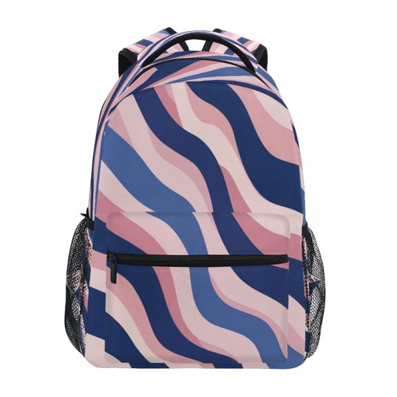 Backpack 16x11.4x6.9 Inches Fashion Backpack Shopping Travel Outing Backpack Minimalist Wavy Stripe