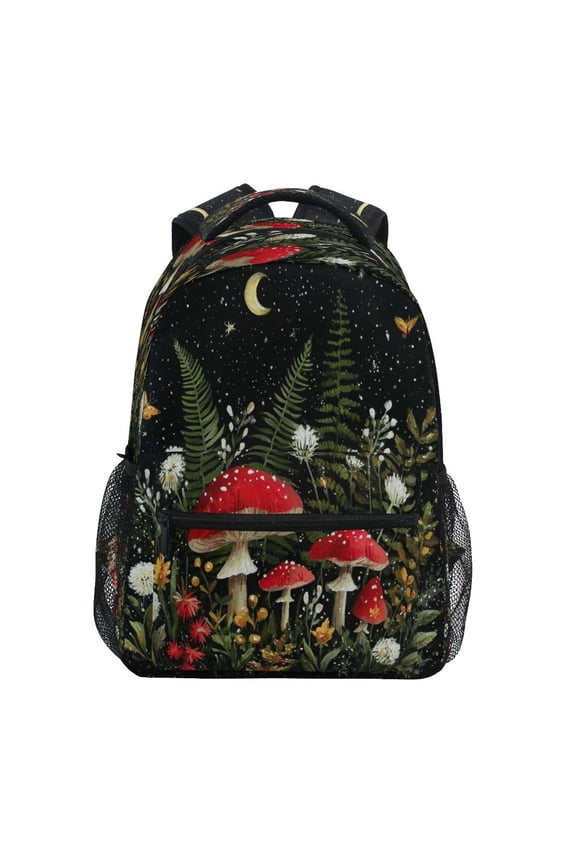 Backpack 16x11.4x6.9 Inches Fashion Backpack Shopping Travel Outing Backpack Mushroom Forest Night Glow