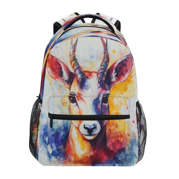Backpack 16x11.4x6.9 Inches Fashion Backpack Shopping Travel Outing Backpack Orange Watercolor Deer