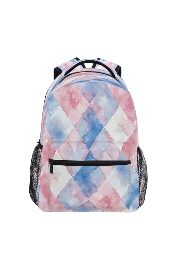 Backpack 16x11.4x6.9 Inches Fashion Backpack Shopping Travel Outing Backpack Pink Blue Square