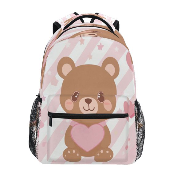 Backpack 16x11.4x6.9 Inches Fashion Backpack Shopping Travel Outing Backpack Pink Cute Bear