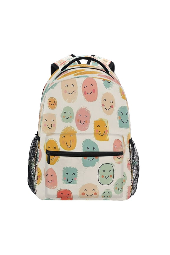 Backpack 16x11.4x6.9 Inches Fashion Backpack Shopping Travel Outing Backpack Pink Smiling Faces
