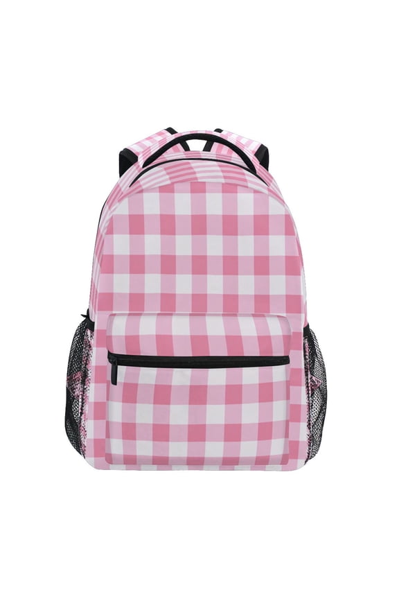 Backpack 16x11.4x6.9 Inches Fashion Backpack Shopping Travel Outing Backpack Pink Sweet Gingham Motif