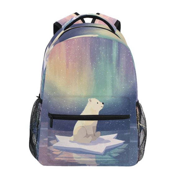 Backpack 16x11.4x6.9 Inches Fashion Backpack Shopping Travel Outing Backpack Polar Bear on Ice
