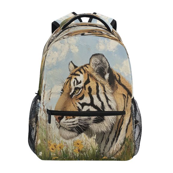 Backpack 16x11.4x6.9 Inches Fashion Backpack Shopping Travel Outing Backpack Prairie Cartoon Tiger