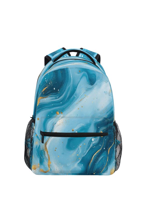 Backpack 16x11.4x6.9 Inches Fashion Backpack Shopping Travel Outing Backpack Pretty Blue Marble Pattern