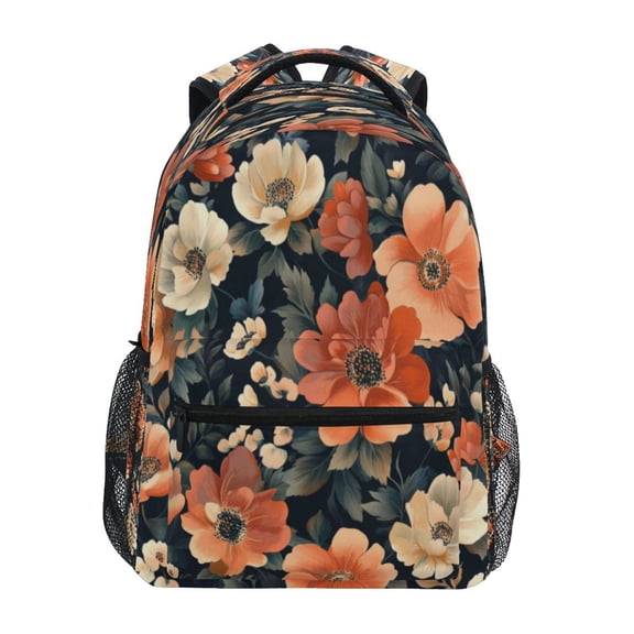 Backpack 16x11.4x6.9 Inches Fashion Backpack Shopping Travel Outing Backpack Pretty Orange Flowers Seamless