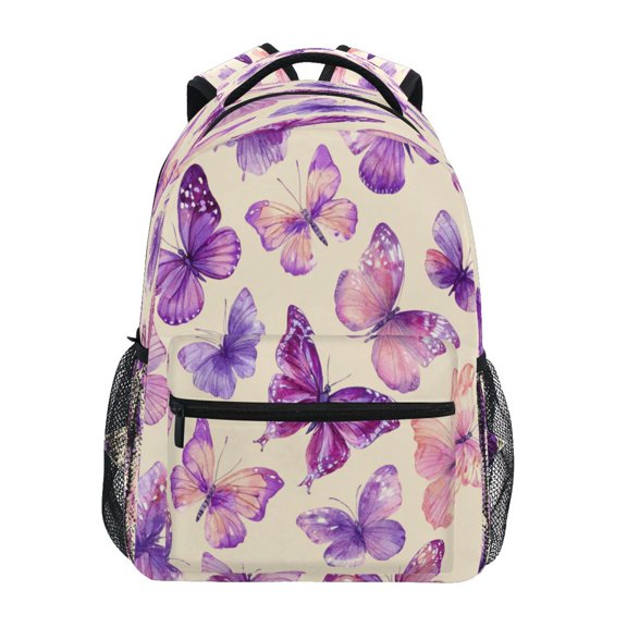 Backpack 16x11.4x6.9 Inches Fashion Backpack Shopping Travel Outing Backpack Purple Beautiful Butterfly