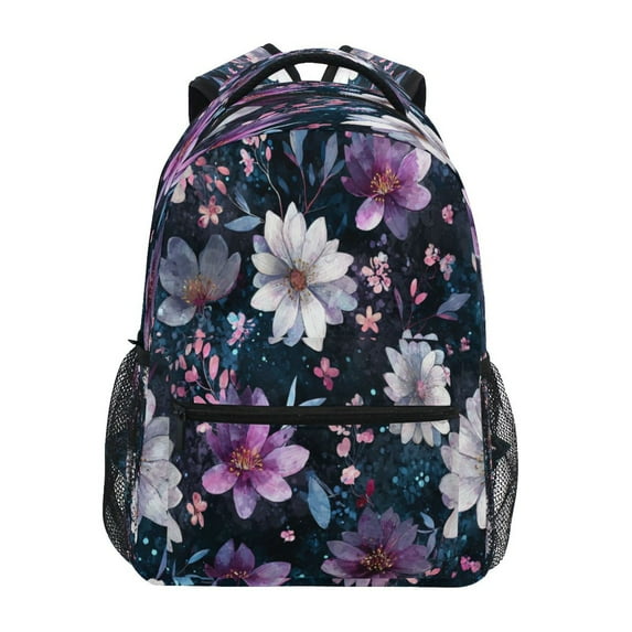 Backpack 16x11.4x6.9 Inches Fashion Backpack Shopping Travel Outing Backpack Purple Flowers