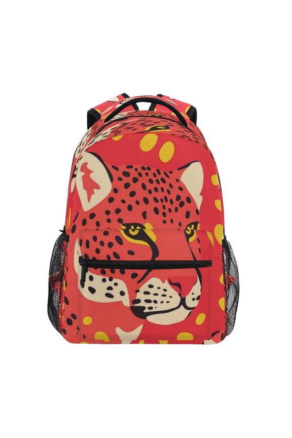 Backpack 16x11.4x6.9 Inches Fashion Backpack Shopping Travel Outing Backpack Red Cheetah