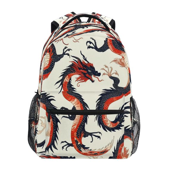 Backpack 16x11.4x6.9 Inches Fashion Backpack Shopping Travel Outing Backpack Red Dragon
