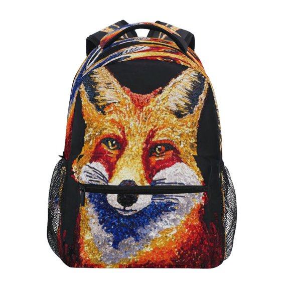 Backpack 16x11.4x6.9 Inches Fashion Backpack Shopping Travel Outing Backpack Red Sequined Fox