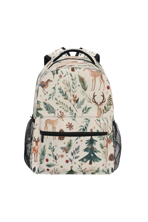 Backpack 16x11.4x6.9 Inches Fashion Backpack Shopping Travel Outing Backpack Santa Fawn