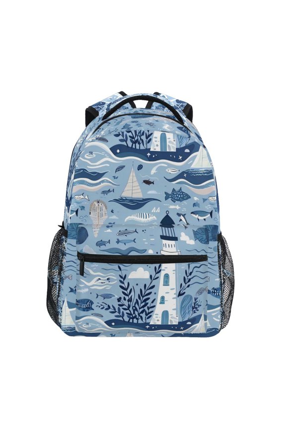 Backpack 16x11.4x6.9 Inches Fashion Backpack Shopping Travel Outing Backpack Seaside Lighthouse