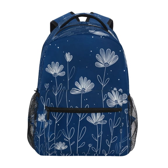 Backpack 16x11.4x6.9 Inches Fashion Backpack Shopping Travel Outing Backpack Simple White Outline Daisies