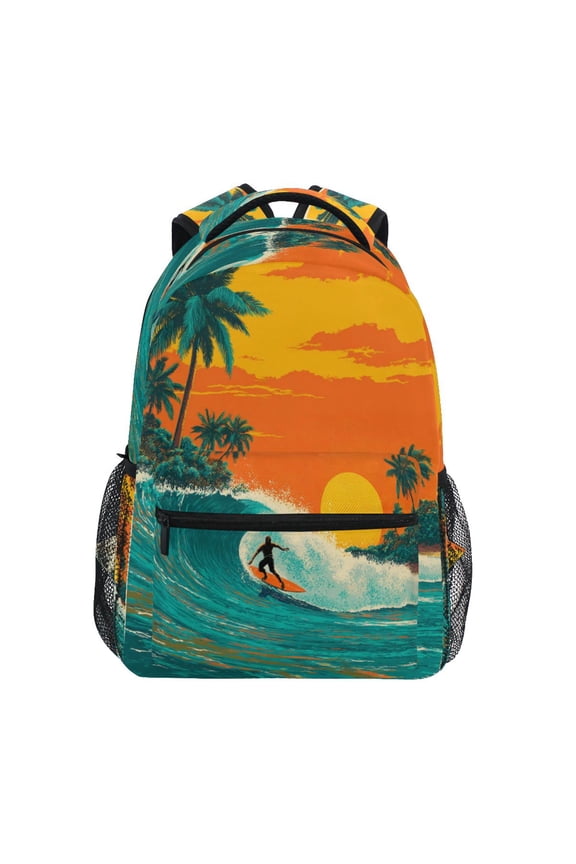 Backpack 16x11.4x6.9 Inches Fashion Backpack Shopping Travel Outing Backpack Surfers Ride Ocean Waves