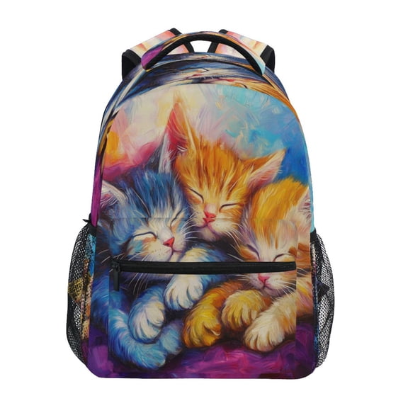 Backpack 16x11.4x6.9 Inches Fashion Backpack Shopping Travel Outing Backpack Three Cute Colored Cats