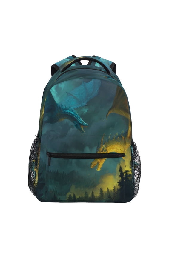 Backpack 16x11.4x6.9 Inches Fashion Backpack Shopping Travel Outing Backpack Two Dragons Sky Blue Wings