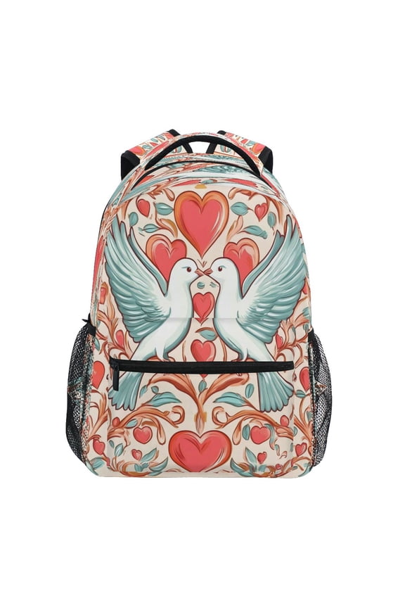 Backpack 16x11.4x6.9 Inches Fashion Backpack Shopping Travel Outing Backpack Valentine's Day Pigeon