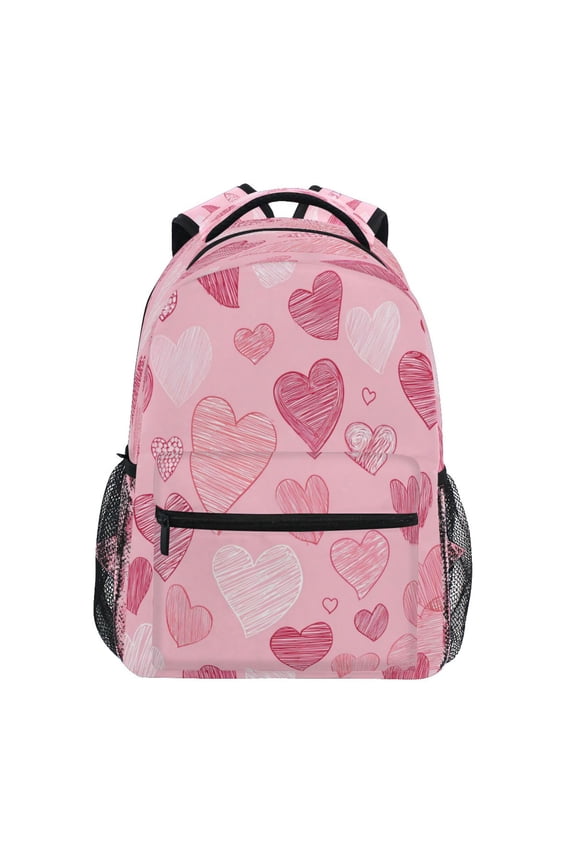 Backpack 16x11.4x6.9 Inches Fashion Backpack Shopping Travel Outing Backpack Valentine's Day Pink Heart