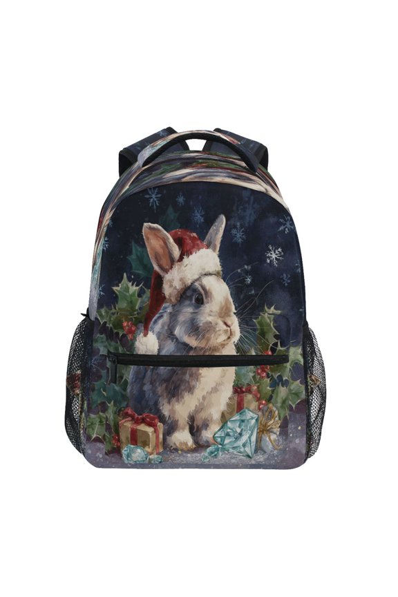 Backpack 16x11.4x6.9 Inches Fashion Backpack Shopping Travel Outing Backpack Warm Christmas Rabbit Cartoon