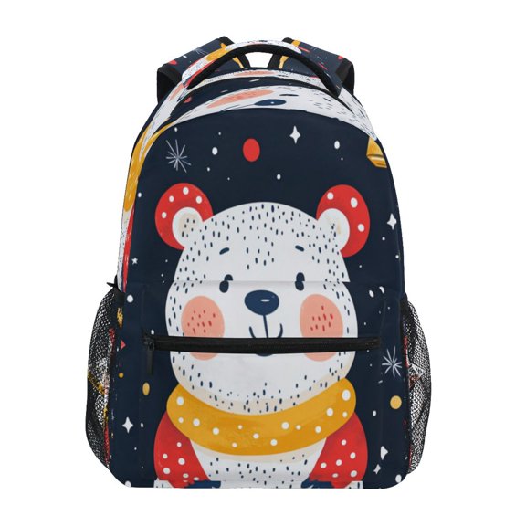 Backpack 16x11.4x6.9 Inches Fashion Backpack Shopping Travel Outing Backpack White Christmas Bear