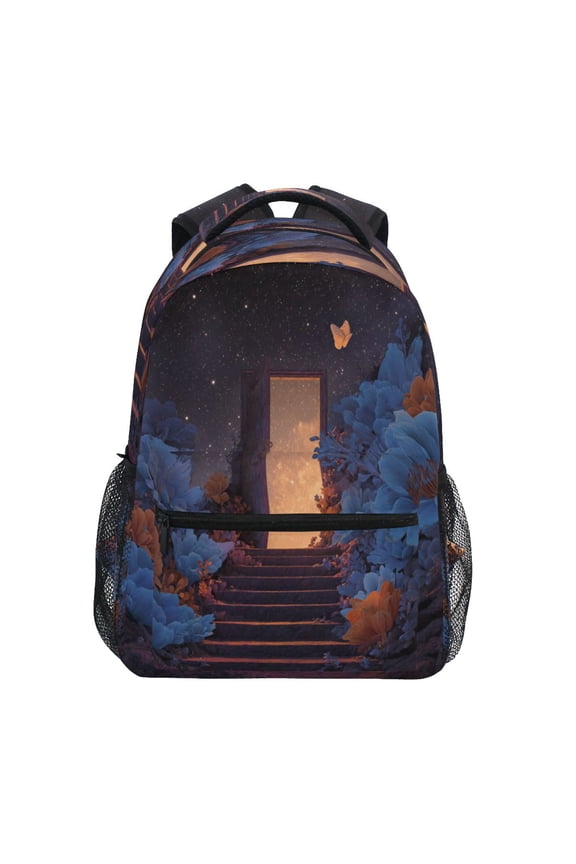 Backpack 16x11.4x6.9 Inches Fashion Backpack Shopping Travel Outing Backpack Wooden Door Dream World Open