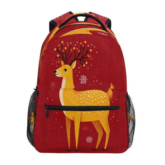 Backpack 16x11.4x6.9 Inches Fashion Backpack Shopping Travel Outing Backpack Yellow Christmas Deer Beautiful