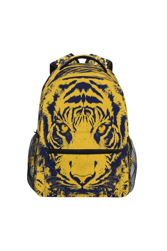 Backpack 16x11.4x6.9 Inches Fashion Backpack Shopping Travel Outing Backpack Yellow Tiger Face