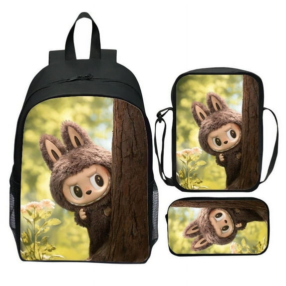 Backpack 3-IN-1 Cartoon Backpack with Lunch Bag And Pencil case - 16″ Large Capacity