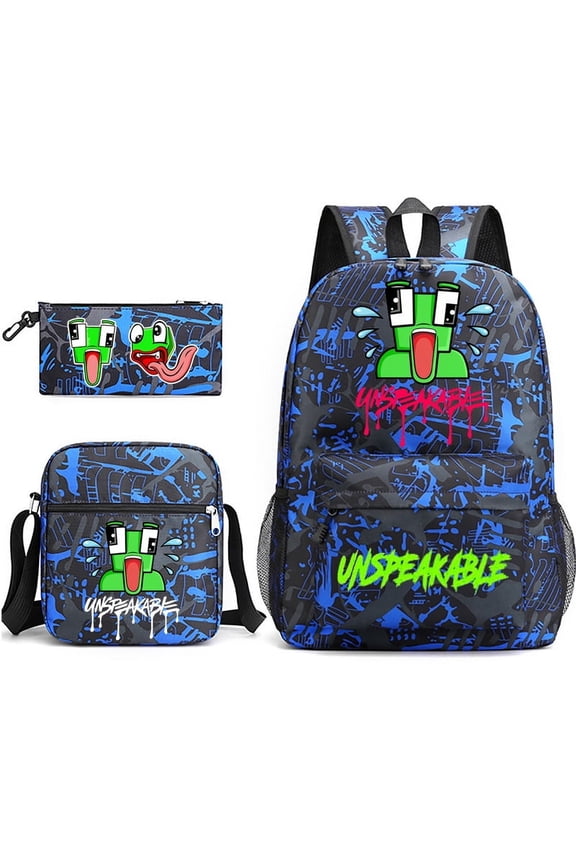 Backpack 3 Pcs Set Unspeak-able Bags With Lunch Bag Pencil Bag