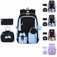 thumbnail image 1 of Backpack, 3Pcs Backpack Set with Insulated Lunch Box & Pencil Case, Waterproof Lightweight Bookbag, Cute Bow Travel Daypack - (Blue), 1 of 9