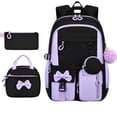 thumbnail image 1 of Backpack, 3Pcs Backpack with Lunch Bag Pencil Case, Cute Teens Bookbag (Black), 1 of 8