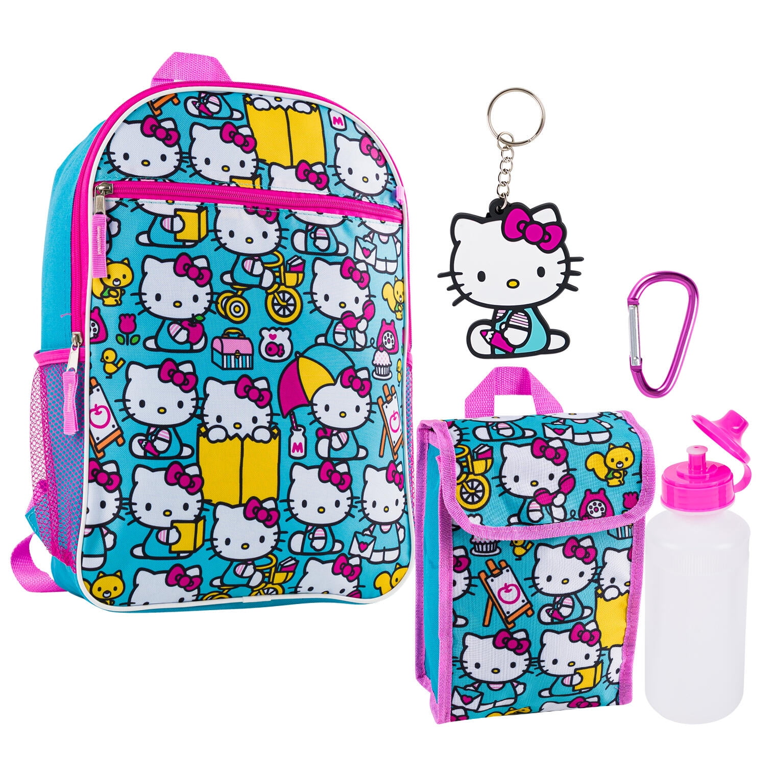 Backpack 5 pc Set Hello Kitty & Allover Print 16 inches School Backpack- 92280