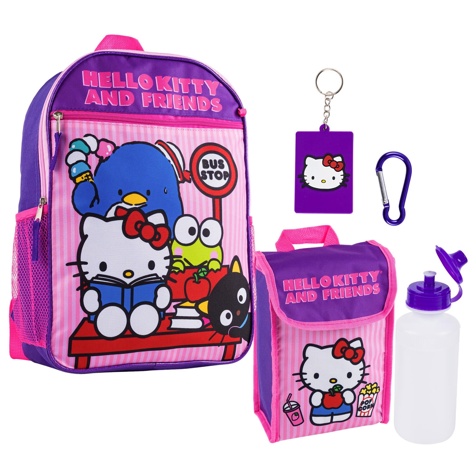 Backpack 5 pc Set Hello Kitty & Friends 16 inches School Backpack- purple