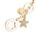 thumbnail image 1 of Backpack Accessory Keychain Charm with Gold Tone Flower Pendant, Round Attachment Loop and Lobster Clasp for Bags, 1 of 9