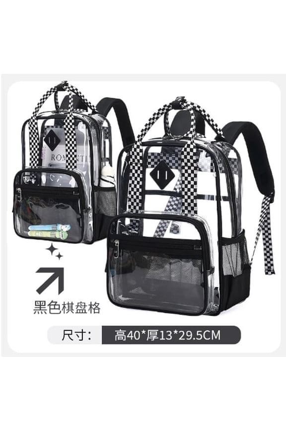 Clear Backpack for School Kids Bookbag Heavy Duty Transparent Backpack Black