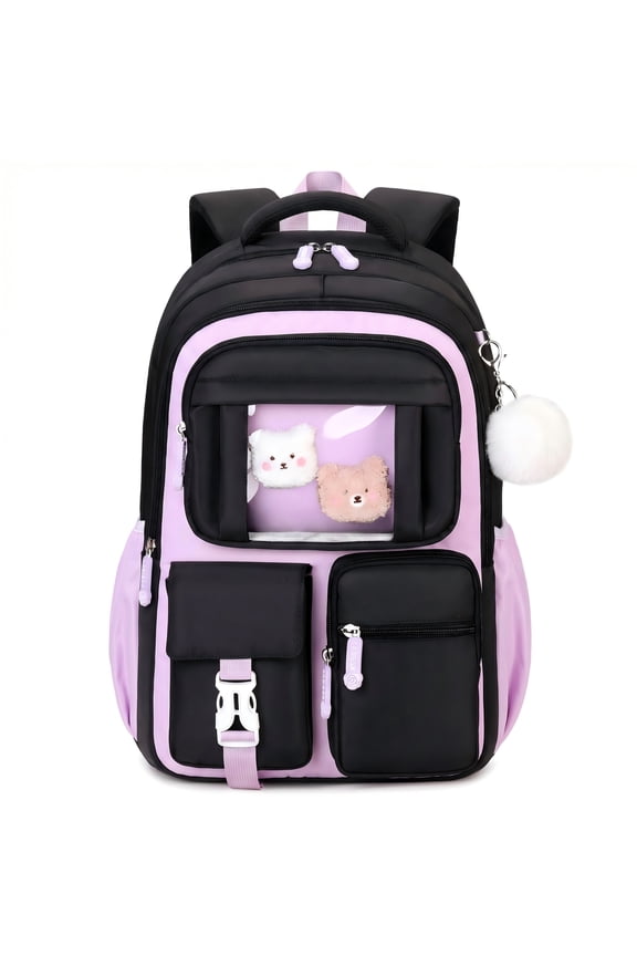 Girls School Backpack Lightweight Bookbag with H-Back Support College Student Backpack Water-Resistant for Girls Casual School Bag,Purple