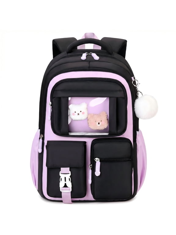 Girls School Backpack Lightweight Bookbag with H-Back Support College Student Backpack Water-Resistant for Girls Casual School Bag,Purple