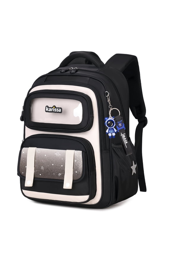 Boys Primary School Backpack,Ergonomic Bookbag for Ages 7-11 with Reflective Stripes,22L Waterproof Backpack Black