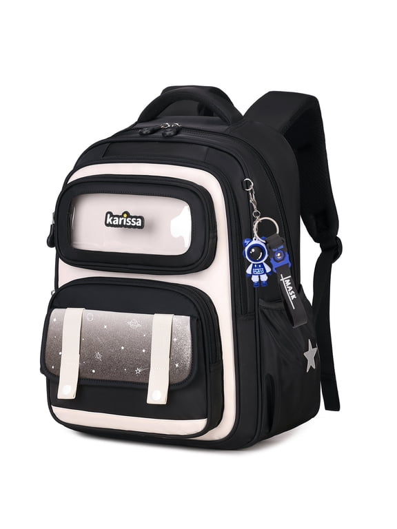 Kids Backpack,Ergonomic Bookbag for Ages 7-11 with Reflective Stripes,22L Waterproof School Backpack Black