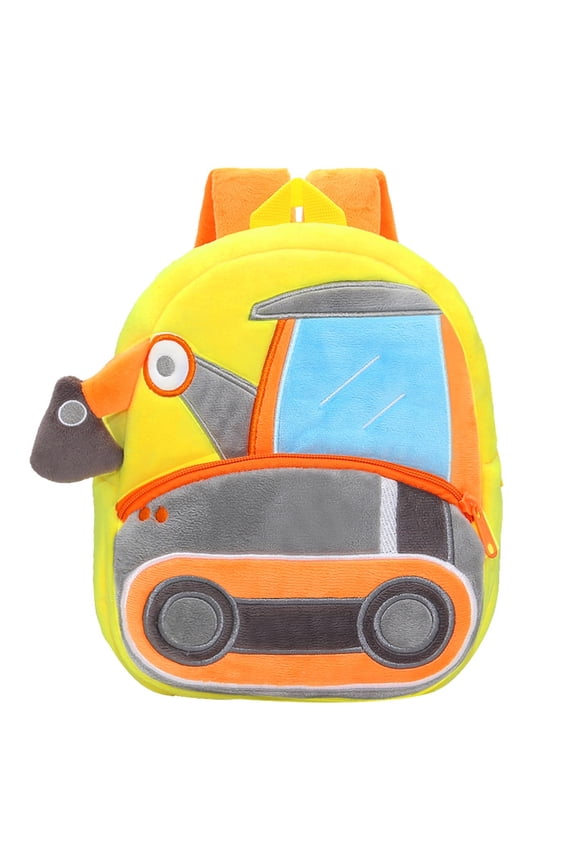 Toddler Car theme Backpack Excavator Pattern Preschool Backpack Lightweight Kids Bag with Leash 1-4Y