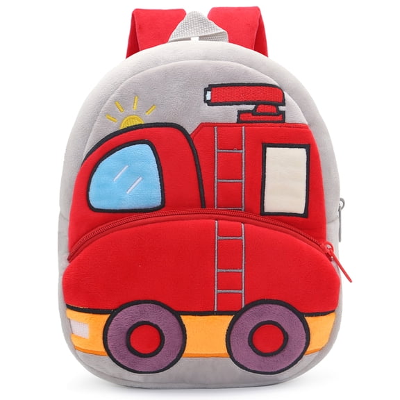 Toddler Car theme Backpack Fire Truk Pattern Preschool Backpack Lightweight Kids Bag with Leash 1-4Y